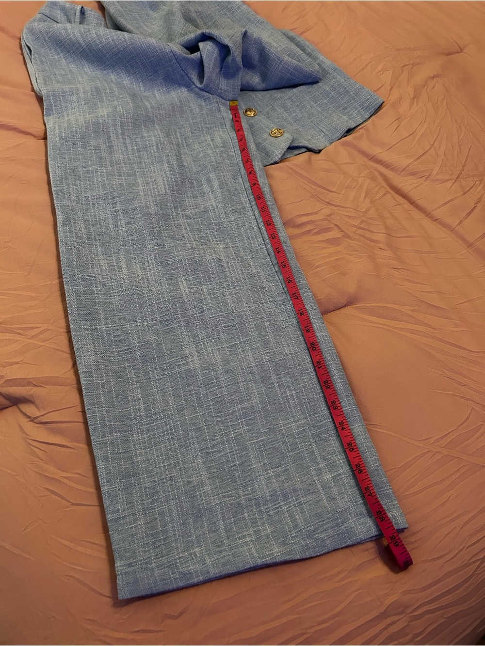 Commense Light Blue Textured Vest and Pants Set with Gold Buttons. Size M. - Picture 11 of 16